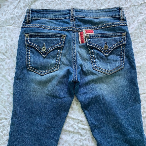 Y2k Vintage Fox Jeans, low rise, blue flare jeans - Size 8/ Medium - Picture 2 of 4